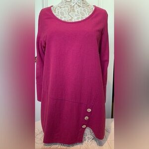 Soft Surroundings Women's Pink Asymmetrical Tunic size M mother-of-pearl button
